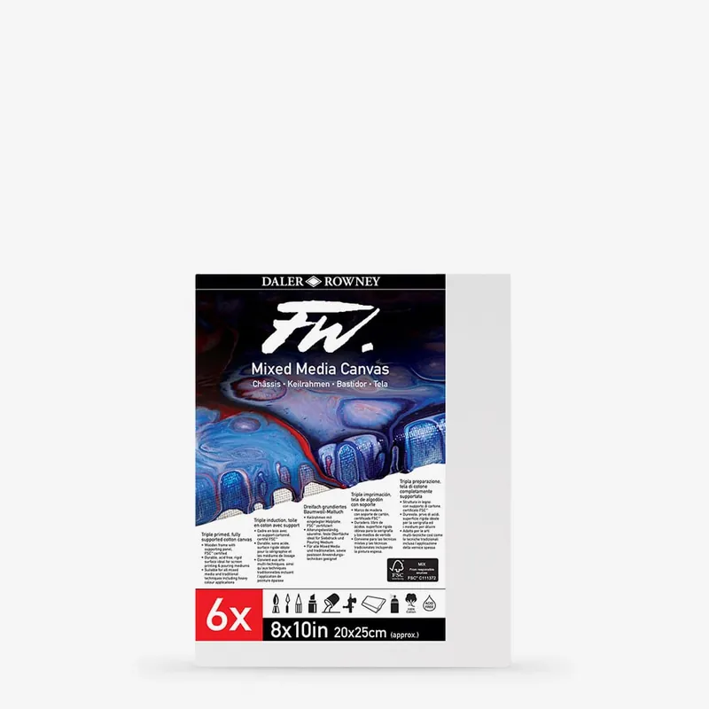 Daler Rowney FW Toile pour techniques mixtes 8x10 in Lot de 6 Offre Limitée