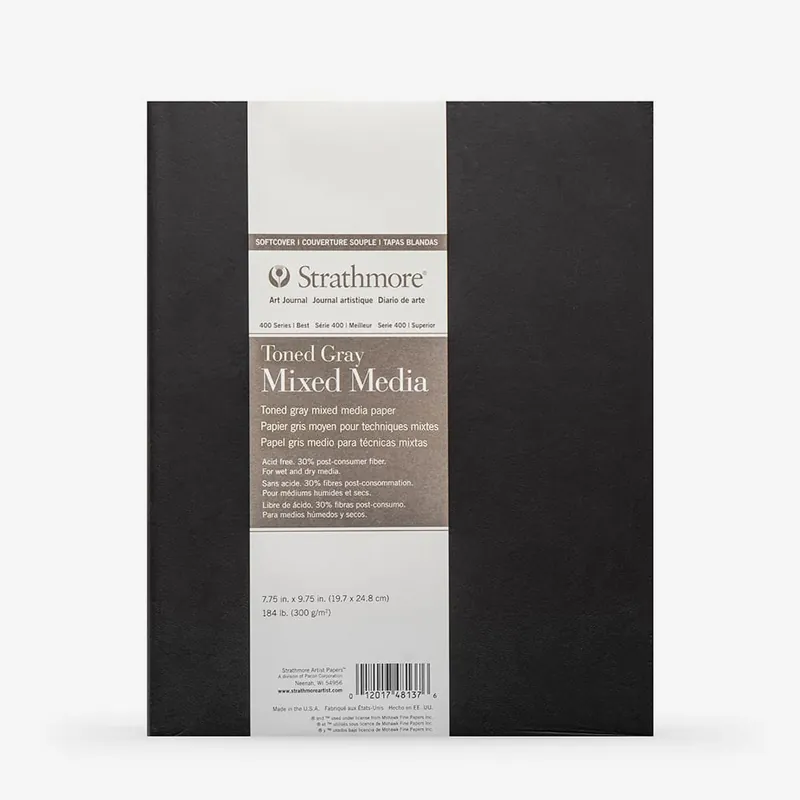 Strathmore Série 400 Carnet de croquis relié souple papier gris teinté pour techniques mixtes 48 pages 7,75 x 9,75 in Meilleur Prix