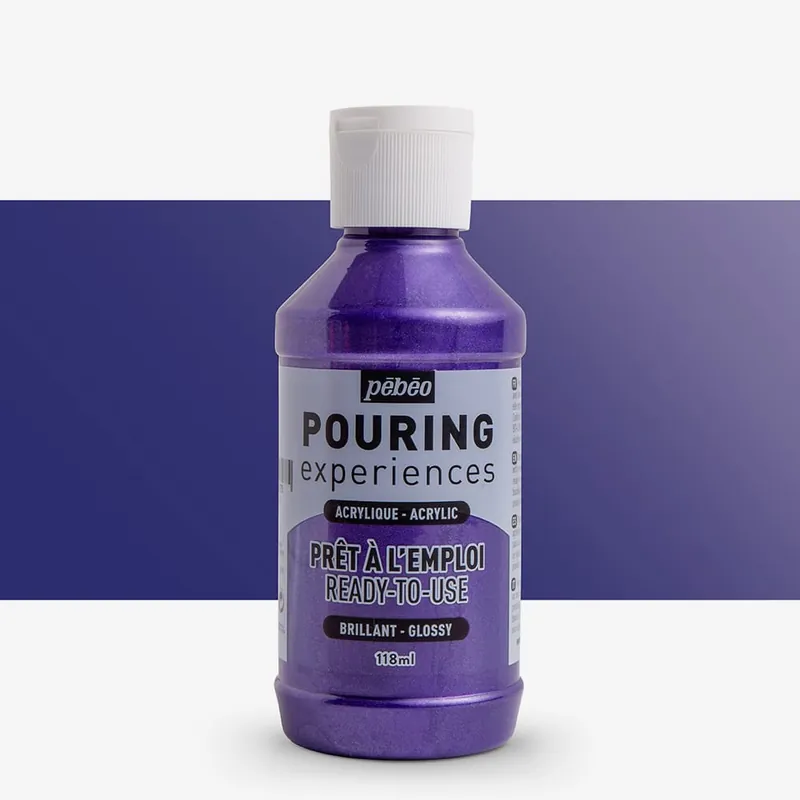 Dernier Modèle Pebeo Pouring Experiences peinture acrylique 118 ml violet métallisé
