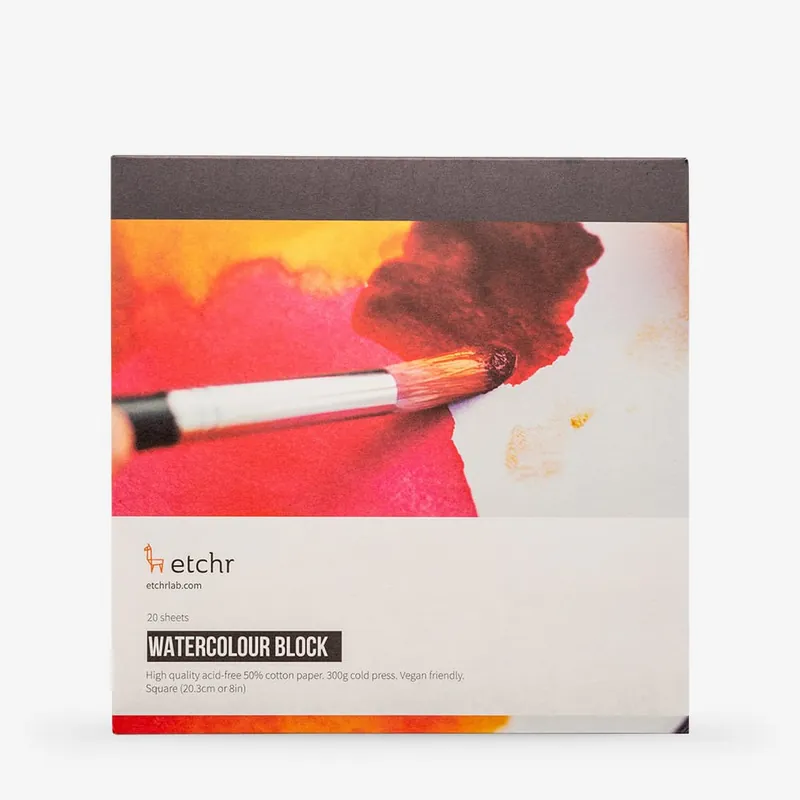 Etchr Papier aquarelle bloc 300 g/m² 50 % coton 8 x 8 pouces Non Must-Have