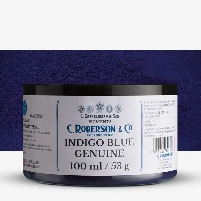 Roberson pigment sec bleu indigo authentique NB1 100 ml (53 g) série 3 Haute Qualité