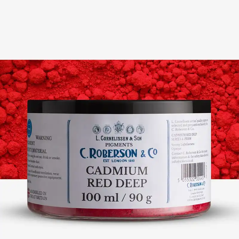 Authentique Roberson Pigment sec rouge cadmium foncé PR108 100 ml (90 g) série 4