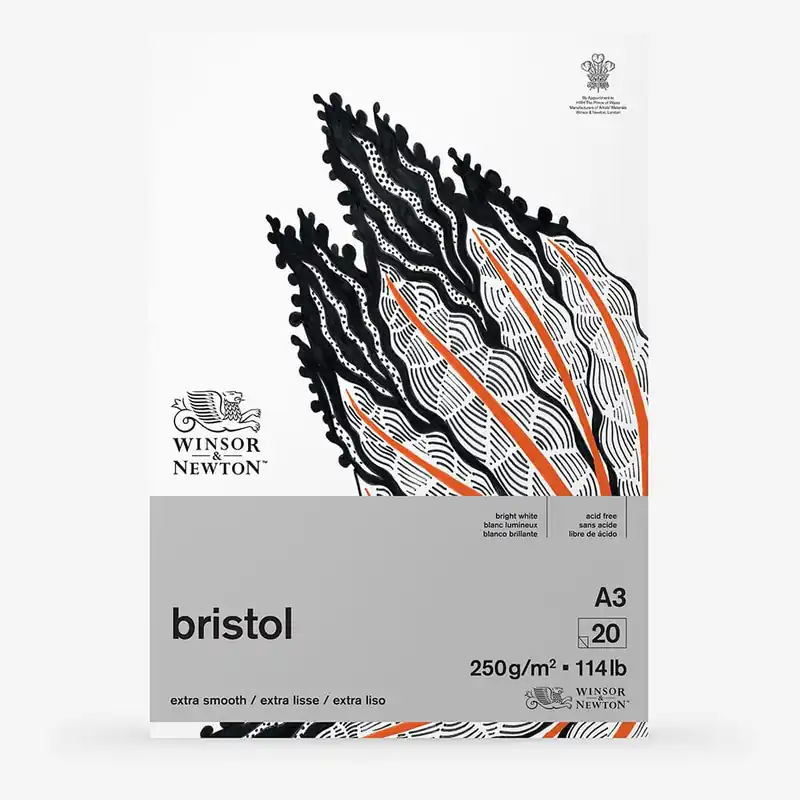 Winsor & Newton Bloc Bristol 250 g/m² 20 Feuilles Extra lisse Blanc éclatant A3 Super Prix