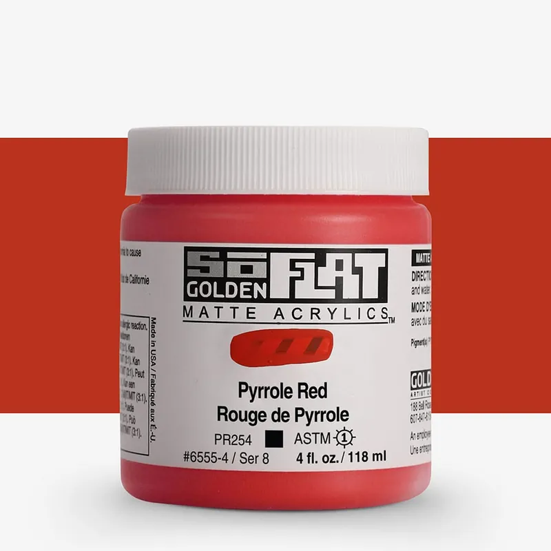 Golden SoFlat Peinture Acrylique Mate 118 ml Rouge de pyrrole Authentique