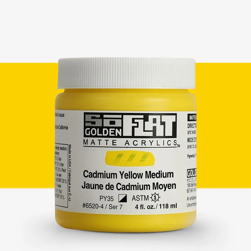 Commande En Gros Golden SoFlat Peinture Acrylique Mate 118 ml Jaune de cadmium moyen