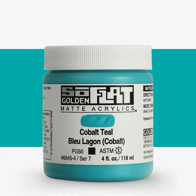 Meilleure Vente Golden SoFlat Peinture Acrylique Mate 118 ml Bleu sarcelle de cobalt