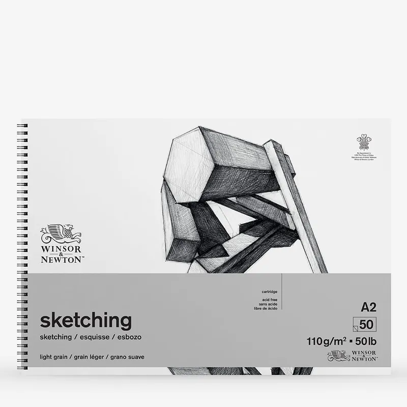 Winsor & Newton Bloc Croquis à Spirale Papier Cartridge 110 g/m² 50 Feuilles A2 Nouveauté
