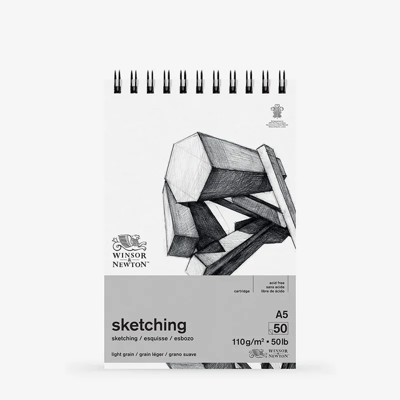 Winsor & Newton Bloc Croquis à Spirale Papier Cartridge 110 g/m² 50 Feuilles A5 Vente Directe