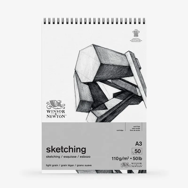 Winsor & Newton Bloc Croquis à Spirale Papier Cartridge 110 g/m² 50 Feuilles A3 Nouveauté
