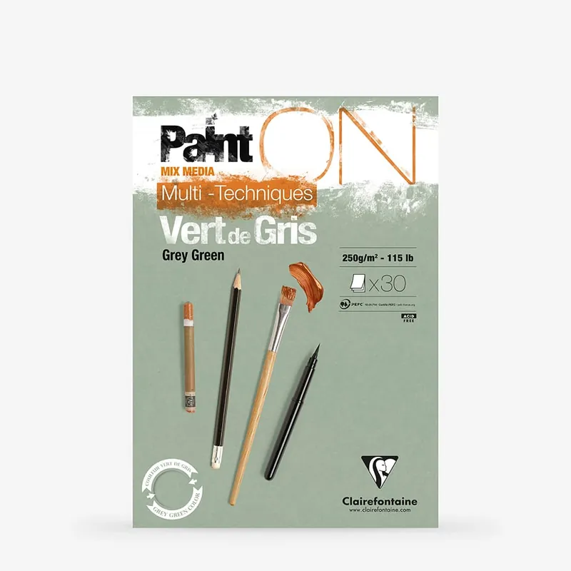 Achetez Aujourd'hui Clairefontaine PaintOn bloc encollé 250 g/m² 30 feuilles A5 gris-vert