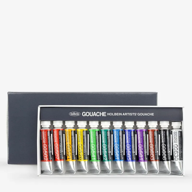Nouvelle Collection Holbein Aquarelle Extra-Fine Gouache 5 ml Set de 12