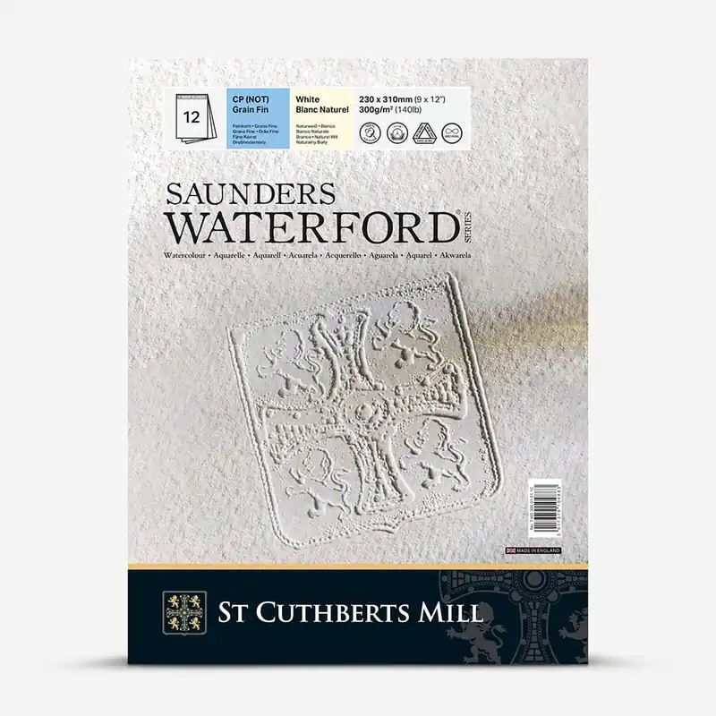 Saunders Waterford papier aquarelle bloc encollé 300 g/m² (140 lb) 9 x 12 in grain fin Remise