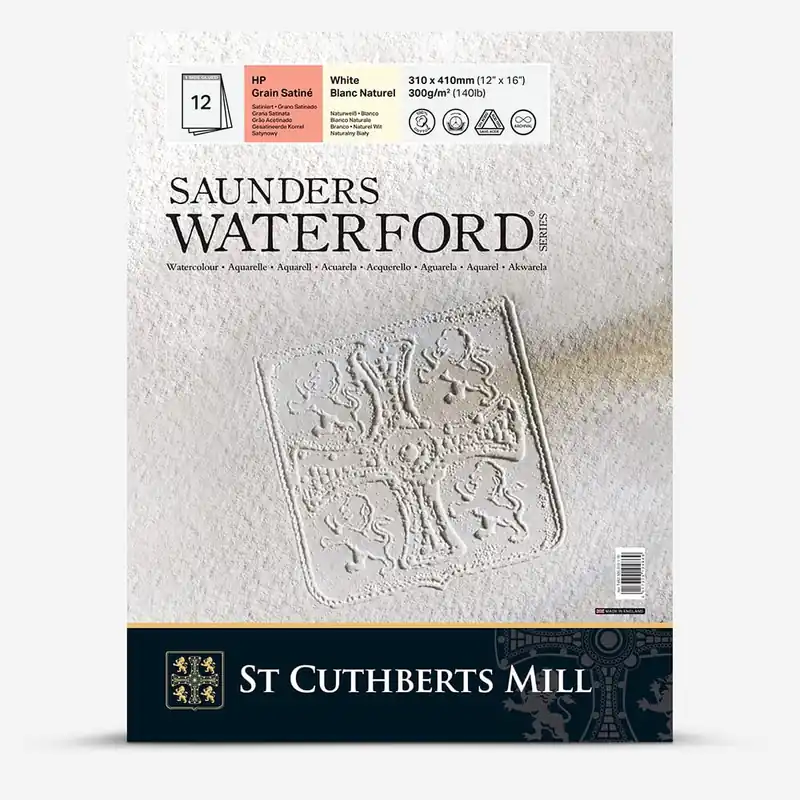 Vente Flash Saunders Waterford papier aquarelle bloc encollé 300 g/m² (140 lb) 12 x 16 pouces grain satiné