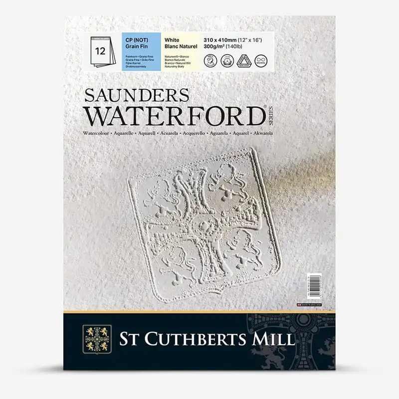Saunders Waterford Papier aquarelle Bloc encollé 300 g/m² (140 lb) 30,5 x 40,6 cm grain fin Meilleure Vente