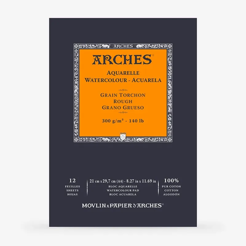 Jusqu'à Épuisement Des Stocks Arches Aquarelle Bloc aquarelle gommé A4 12 feuilles 140 lb 300 g/m² grain torchon