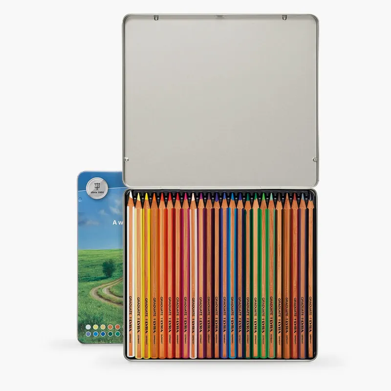 Lyra Graduate Coloured Pencil Set Metal Tin 24pcs Retour Gratuit