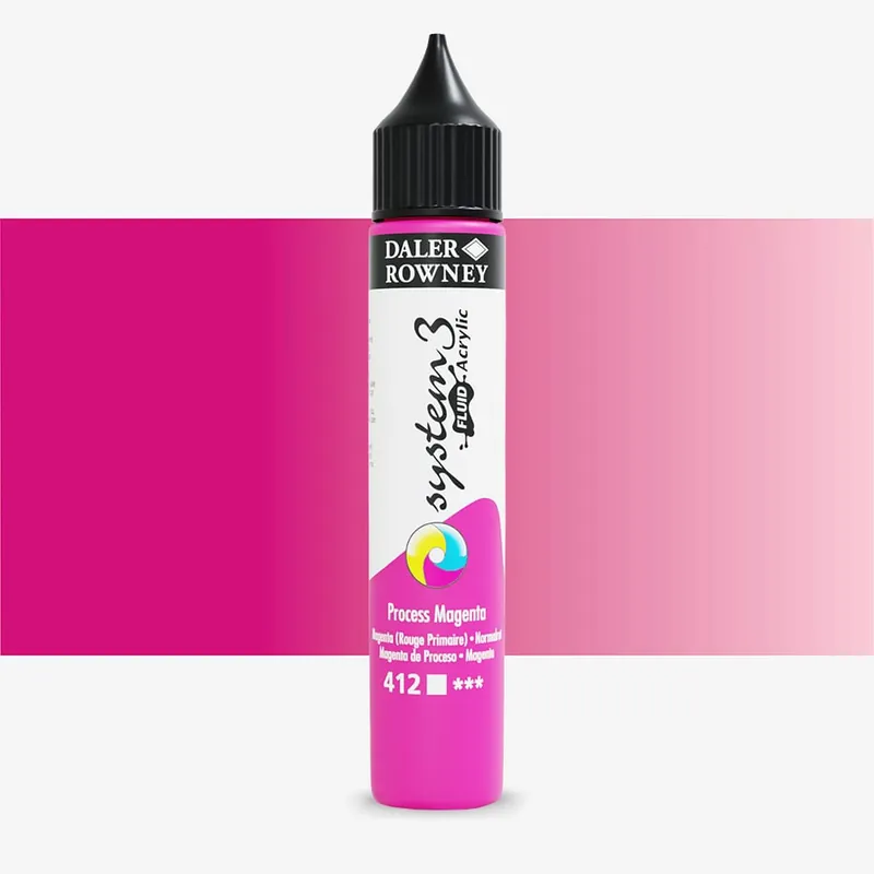 Daler Rowney System 3 Acrylique fluide 29,5 ml Magenta primaire (quadrichromie) Solde