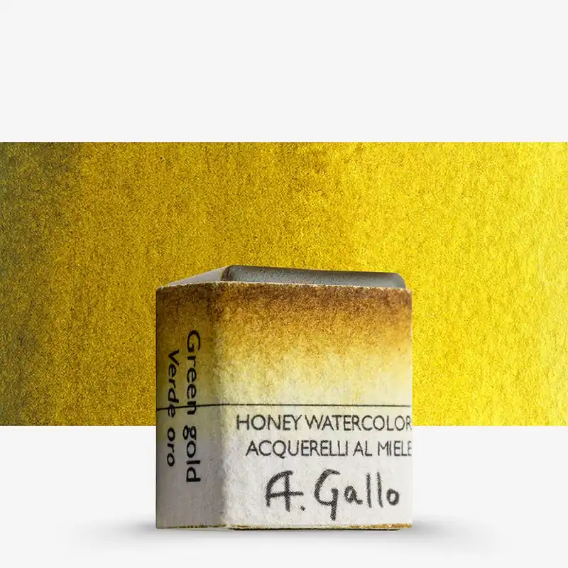 A. Gallo peinture aquarelle artisanale demi-godet vert d’or Promotion