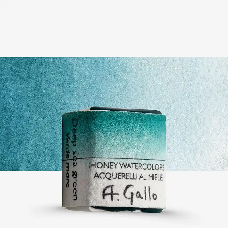 A. Gallo peinture aquarelle artisanale demi-godet vert profond océan Promotion Saisonnière