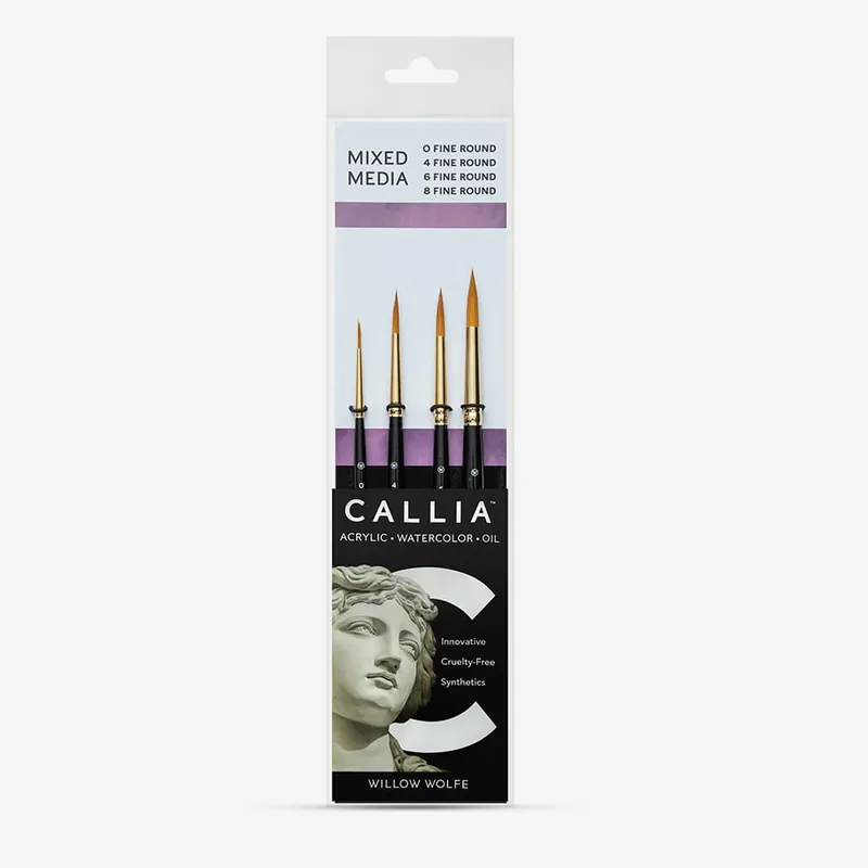 Quantité Limitée Willow Wolfe Callia Brush Series 1200 Callia Brush Set 300 Fine Round Set of 4