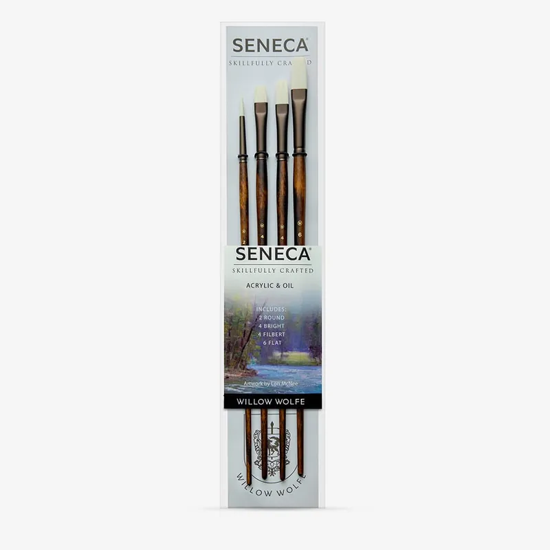 Vente Directe Willow Wolfe Seneca Brush Series 1700 Acrylic & Oil Brush Set of 4