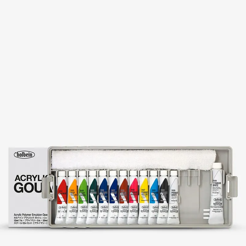 Holbein Gouache Acrylique Couleurs primaires 12 ml Set de 13 avec palette Satisfait Ou Remboursé