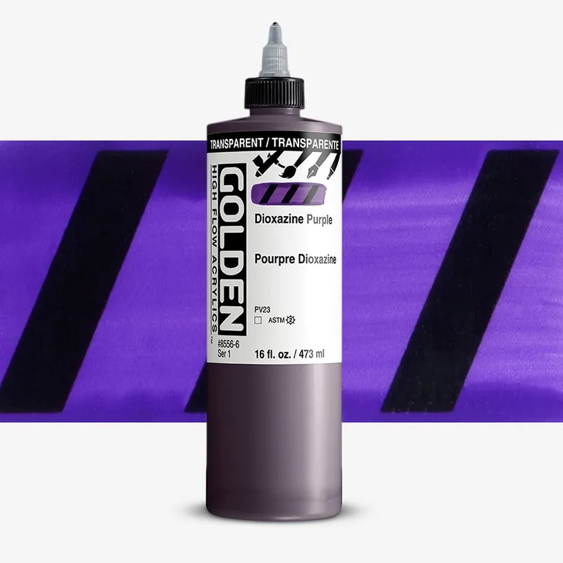 Golden High Flow Acrylic Paint 473ml (16oz) Transparent Dioxazine Purple Top Vente