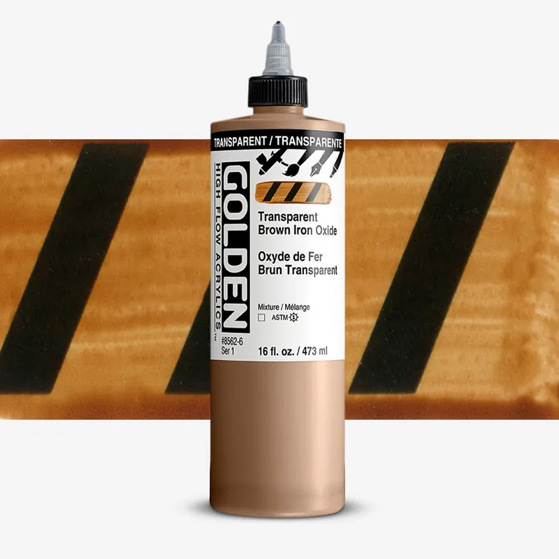 Nouveauté Golden High Flow Acrylic Paint 473ml (16oz) Transparent Brown Iron Oxide
